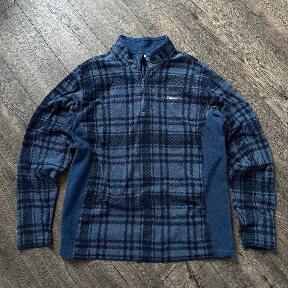 Vintage Y2K Plaid Striped Columbia Fleece Quarterzip Jacket